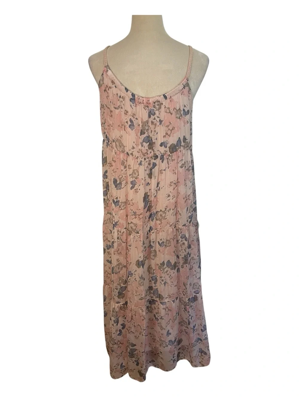 Elena Baldi Blush Watercolor Floral Maxi Dress